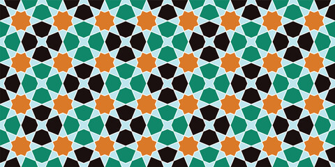 Moroccan Geometric Tile Pattern Seamless Islamic Mosaic Background