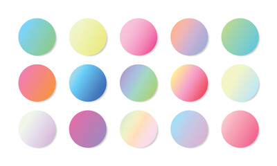 Circle gradient pallet color spheres flat set. Perfect for icon mark, or backgrounds, logos, web elements, modern designs.