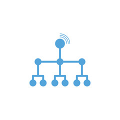 Wireless network icons feature a structured network design symbolizing technology and transportation equipment