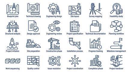 Fototapeta premium Collection of Business and Project Management Icons. EPS Editable