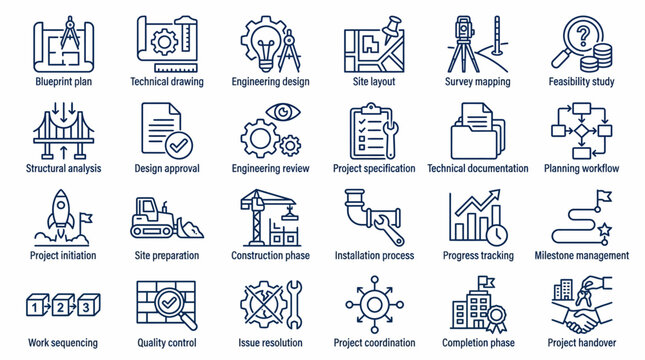 Collection of Business and Project Management Icons. EPS Editable
