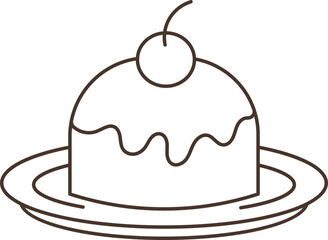 Illustration of a delicious piece of cake on a plate flat vector