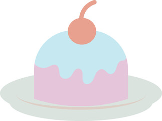 Illustration of a delicious piece of cake on a plate flat vector