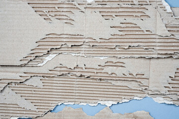 Torn Rip Corrugated Cardboard Paper Texture Effect Background.