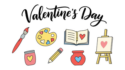 Valentine's Day Creative Symbols: Artistic symbols representing Valentine's Day celebrations, evoking creativity and artistic expression.