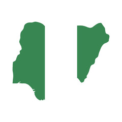 Map of Nigeria with Flag on Body Isolated on Transparent Background