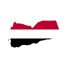 Map of YEMEN with Flag on Body Isolated on Transparent Background