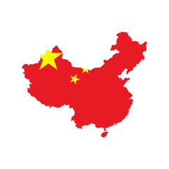 Map of CHINA with Flag on Body Isolated on Transparent Background