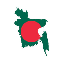 Map of BANGLADESH with Flag on Body Isolated on Transparent Background