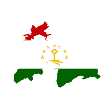 Map of TAJIKISTAN with Flag on Body Isolated on Transparent Background