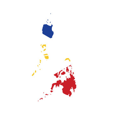 Map of PHILIPPINES with Flag on Body Isolated on Transparent Background