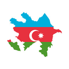 Map of AZERBAIJAN with Flag on Body Isolated on Transparent Background