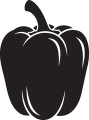 Silhouette of a single bell pepper isolated on white background