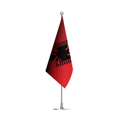 Obraz premium Standing Wavy Flag of ALBANIA Isolated on Transparent Background