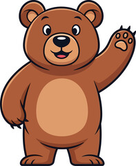Fototapeta premium Cute Cartoon Bear Waving Hello Friendly Animal Illustration for Children s Books and Greeting Cards