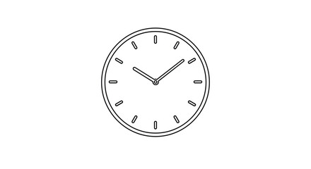 Simple black and white line drawing of an analog clock face showing ten minutes past ten.