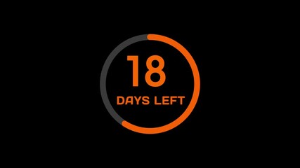 31 Days countdown timer number animation. Countdown timer days left animation.