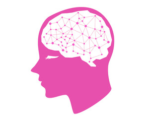 AIを表現した人間の横顔イラスト / Artificial Intelligence Human Profile Illustration