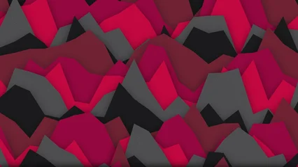 Fotobehang Crimson Abstract geometric landscape with vibrant red and grey polygonal shapes creating a dynamic, textured surface.  © Ahmadsubhan