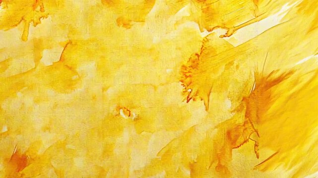 Vibrant yellow watercolor painting showcases a dynamic flow of colors, with brush strokes creating texture and depth, highlighting the artistic process in a continuous visual journey