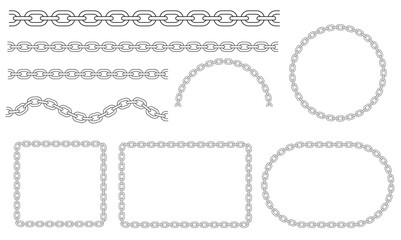 Geometric Versatile Chain Border and Frame and Curved Link Illustrations