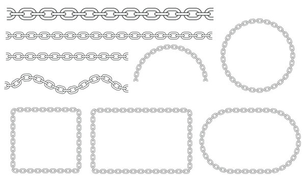Geometric Versatile Chain Border and Frame and Curved Link Illustrations