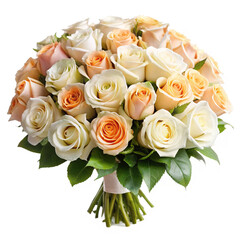 Obraz premium Beautiful bouquet of white and peach roses