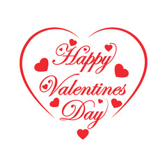 Happy valentines day typography design. heart frame with happy valentine s day message on white background.