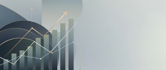 Abstract representation of graphs and data trends showcasing upward movement and financial growth.