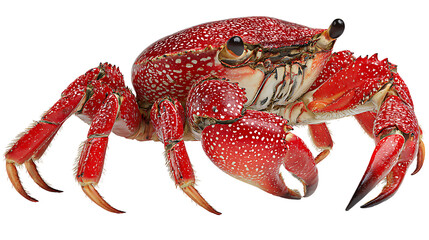 A red crab with white spots isolated on transparent background