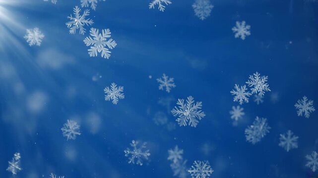 Schnellfall auf blauen HIntergrund&ndash; Winterliche Partikel f&uuml;r Compositing	
