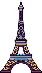 Fototapeta premium Stylized cartoon icon of a famous Parisian tower, rendered in a flat design aesthetic