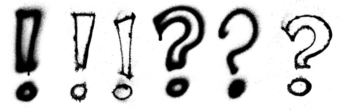 Question Mark And Exclamation Point Grunge Spray Paint Stroke Vector Set