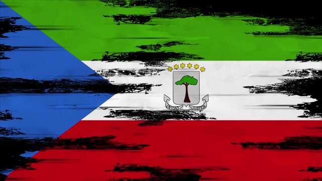 Appearing Flag of EQUATORIAL GUINEA with Grunge Glitched Effects for EQUATORIAL GUINEA National Identity