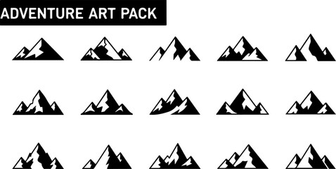 Mountain Peaks Silhouette Vector Set Collection