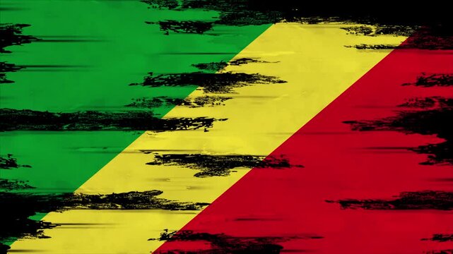 Appearing Flag of CONGO with Grunge Glitched Effects for CONGO National Identity