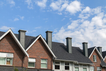 Row of modern townhouses in Vancouver, BC, Canada