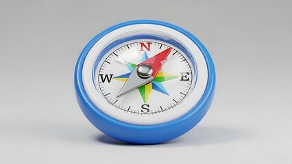 3D Compass Icon with Colorful Needle for Navigation Travel and Directional Concepts