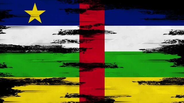 Appearing Flag of Central African Republic with Grunge Glitched Effects for Central African Republic National Identity