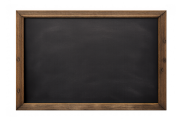 Blank wooden framed blackboard with transparent background for education and design concepts