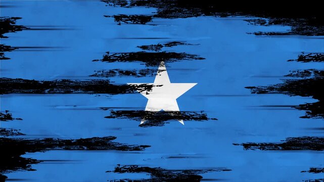 Appearing Flag of SOMALIA with Grunge Glitched Effects for SOMALIA National Identity