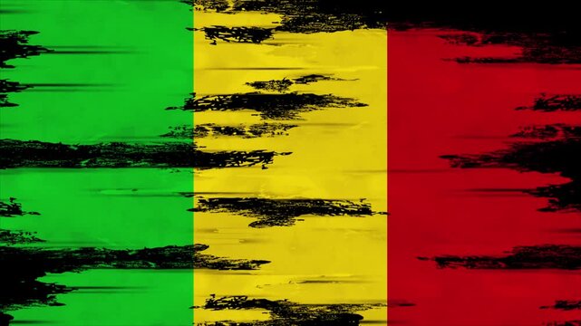 Appearing Flag of MALI with Grunge Glitched Effects for MALI National Identity