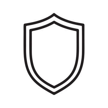 Black shield and outline icon simple shape for security and protection concept