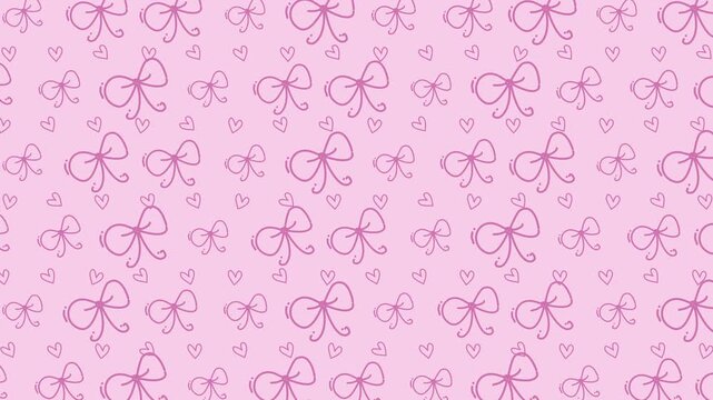 Coquette bows hearts pattern pink cute seamless background aesthetic feminine, perfect for romantic designs, invitations, fabric, or digital paper.