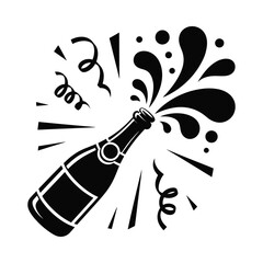 A celebratory champagne bottle erupts in a burst of excitement and joy