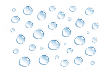 Fresh water drops collection, pure liquid dew bubbles pattern, transparent background texture