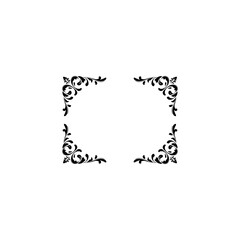 4 elegant decorative corner ornaments, solid black fill, vector, white background&rdquo;