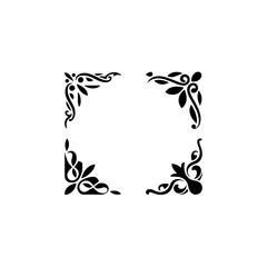 4 elegant decorative corner ornaments, solid black fill, vector, white background&rdquo;