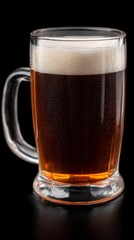 Beer served in a glass mug with foam on top