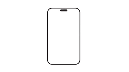 Minimalist black outline smartphone silhouette with rounded corners and a small top speaker notch, clean vector icon on white background